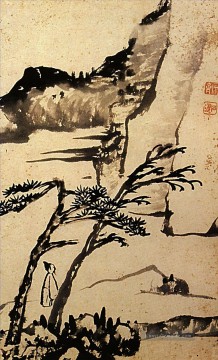 Shitao ein Freund von einsamen Bäumen 1698 alte China Tinte Ölgemälde